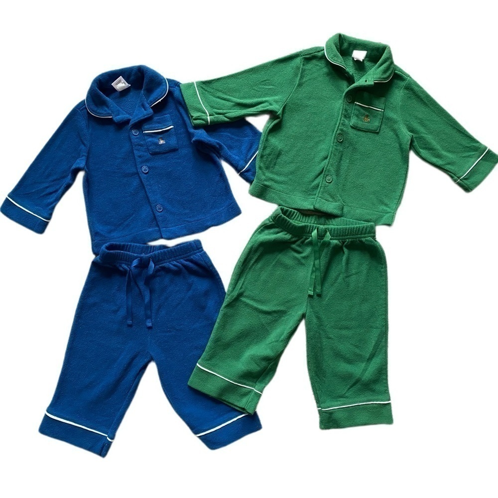 BABY GAP Flannel Collared Button down Shirt Pajama Set 2 Pairs Size 6-12 mnths